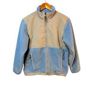 North Face Polartec Blue/ Gray Fleece Jacket Coat Girls Size Large Full Zip